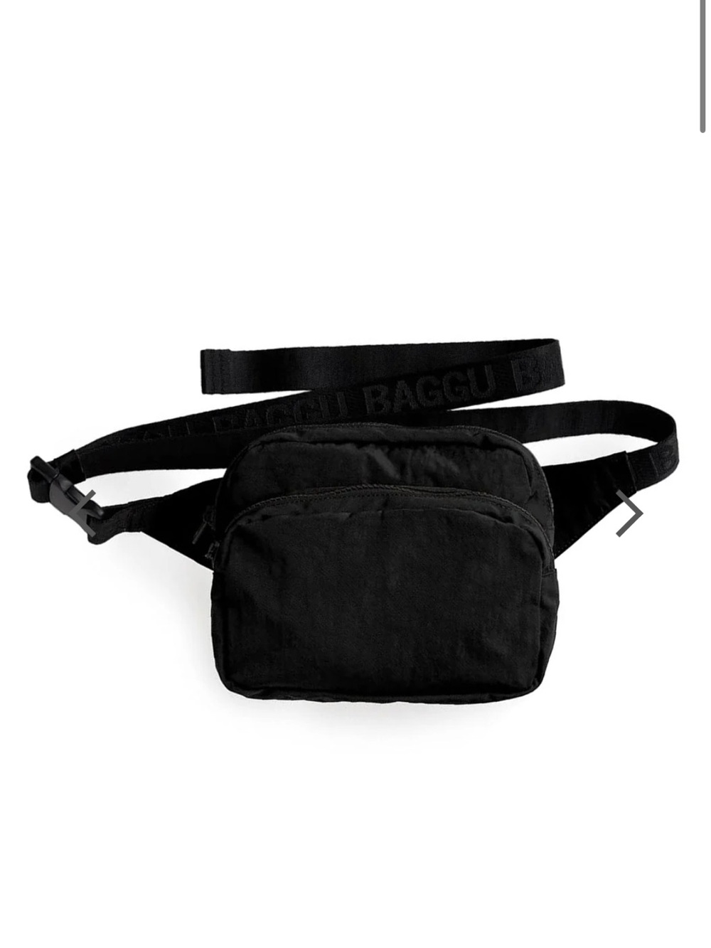 BAGGU Black Crossbody Belt Bag with Logo Strap